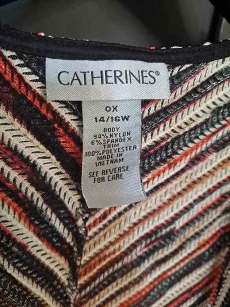 Catherines Orange,‎ Black and White Striped Light Sweater Size 14/16